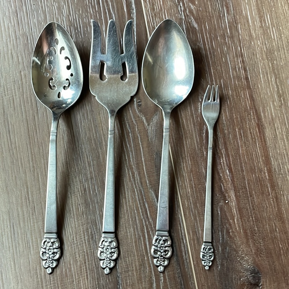 VTG 4 PC Hostess Set NORDIC CROWN Oneidacraft Deluxe Stainless